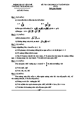Đề thi chọn học kỳ môn Toán lớp 9 - Mã đề T9 - 016